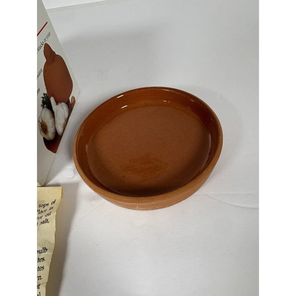 Terra Cotta Garlic Baker Roaster Oven With Lid Dish Small